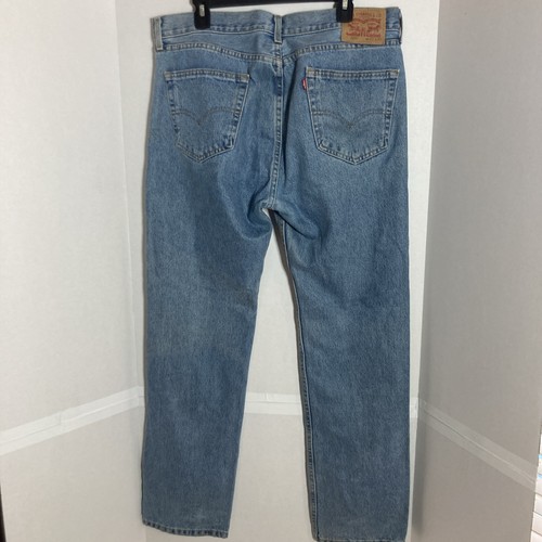 Levi's 505 Regular Fit Straight Rugged Denim Blue Jeans Mens Sz 35 x 30 - Picture 3 of 9