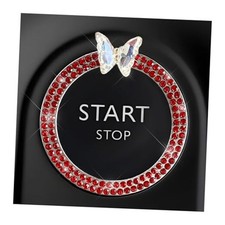 Bling Ring Emblem Car Accessories, Sparkling Butterfly Car Buttons and Red,1PCS