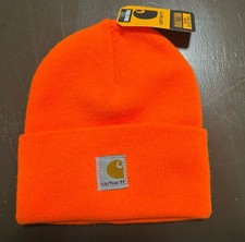 NWT Carhartt Youth Child Cuffed Watch Hat Beanie Brite Orange Safety Hunting