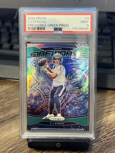 2024 PANINI PRIZM FIREWORKS GREEN #3 CJ STROUD PSA 9