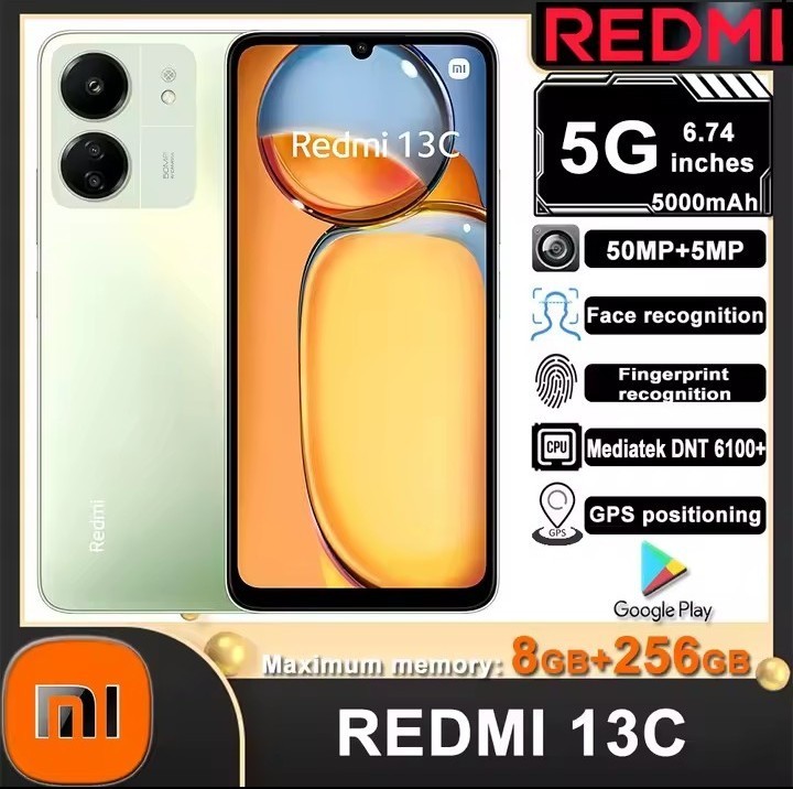 Redmi 13C 5G Smartphone Android 8 Go RAM 256 Go Noir avec Grande Batterie