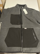 NWT FIGS On Women  s 2 Tone Grey Fleece Full Zip Jacket/pockets Large New Nurse