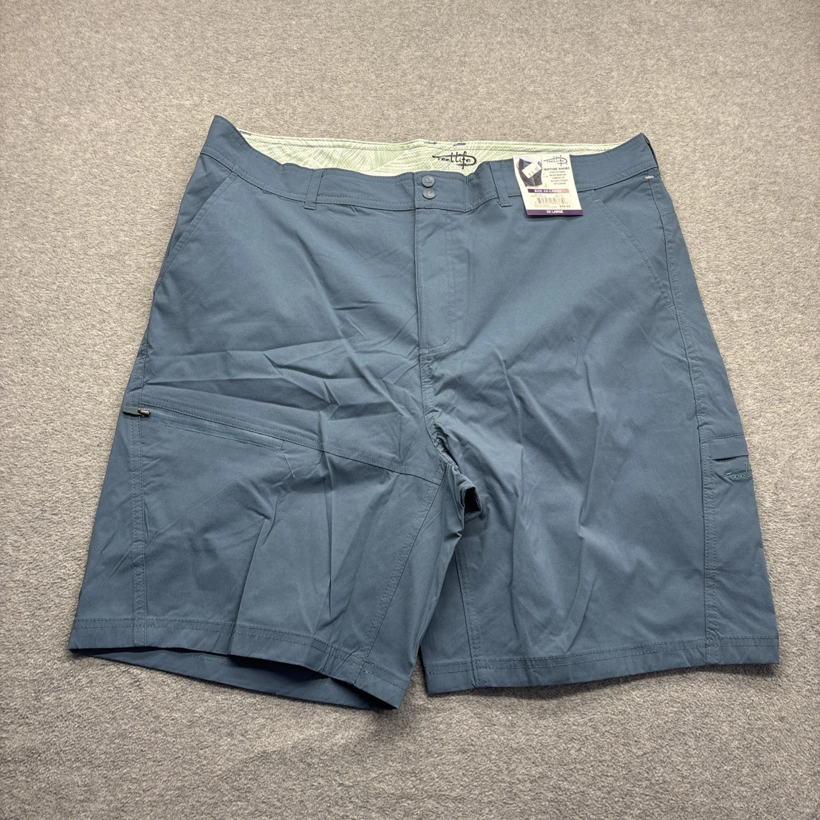 REEL LIFE Fishing Shorts Mens XXL 38x9 Riptide Cargo Pockets Blue Zip Pocket $50
