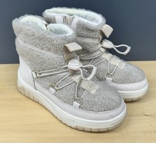 Pajar Janie Kids Pull-On Faux Shearling Boots Size 1.5 M 33 Light Nude Color