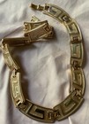 VTG 1980s Greek Key Choker Necklace Gold Tone 16” Chain LINK  Collar Estate MINT — photo 10