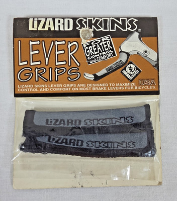 Vintage Original NOS 1990er Lizard Skins Hebelgriffe in Schwarz & Grau - Brandneu