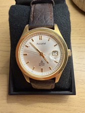 Vintage Accurist MS075S Men's Quartz Watch Gold Tone Date Working