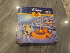 Thomas Kinkade Mickey And Minnie Christmas Lodge 1000 Puzzle New Ceaco Disney