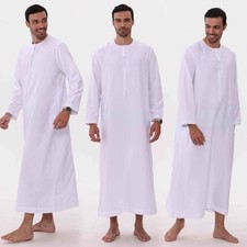 Long Loose Robe Abaya Muslim Men Kaftan Dishdasha Thoub Thobe Jubba Dubai Saudi