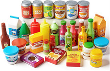 JOYIN 30Pcs Play Food Grocery Cans, Play Kitchen Accessories, Includes Drink, Ju