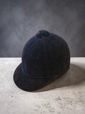 Vintage Equestrian Riding Helmet Hunt Cap Black Velvet English Horse Hat 70s 80s