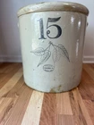 Red Wing stoneware 15 gallon crock with double birch leaf