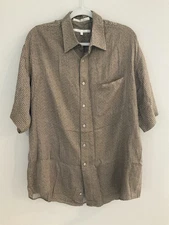 Perry Ellis Vintage Button Down Shirt Mens Large Light Brown