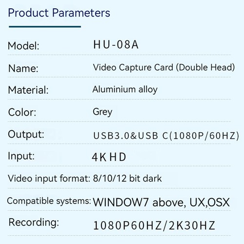 1080P 60Hz Recording 4K Source to USB/Type-C 2in1 Video Capture Card for5583 - Afbeelding 8 van 10
