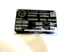 Pratt Whitney Aircraft Name Tag Plate