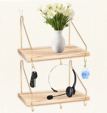 Cubicle Shelf For Fabric Walls With Hooks Black Wooden Organizer 12x6 Inch 2 Pcs
