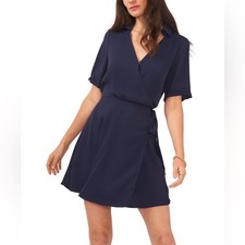 VINCE CAMUTO Women's Collared V-neck Short Sleeve Wrap Dress Size Small