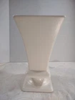 Vintage Haeger Vase Pottery Pedestal Ivory Cream Art Deco USA Minimalist Decor