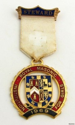Royal Masonic Institution for Girls - Vintage Steward Medal 1969 Crest Jewel