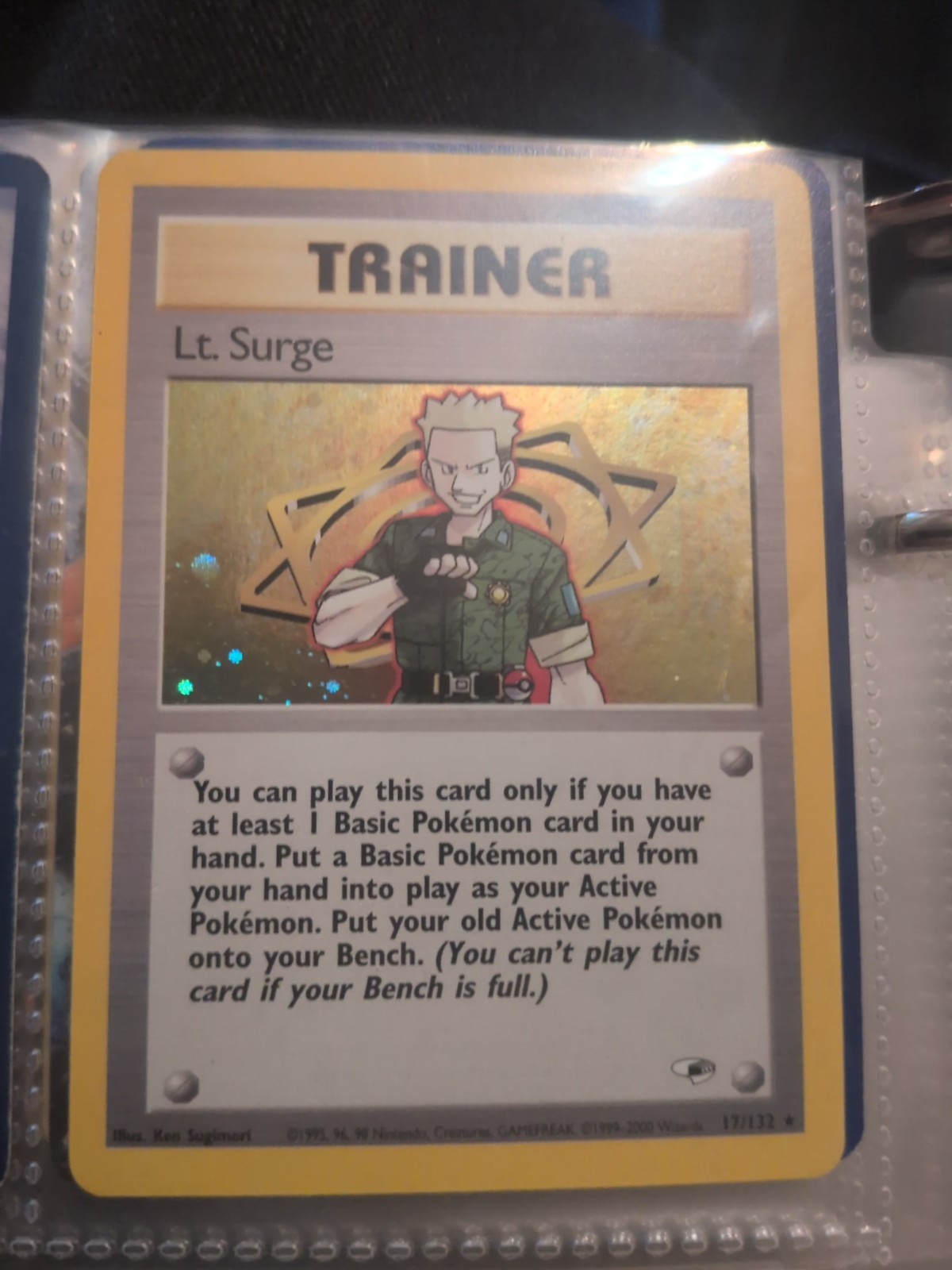Pokémon TCG Lt. Surge 17/132 Gym Heroes Trainer Holo Rare Unlimited English