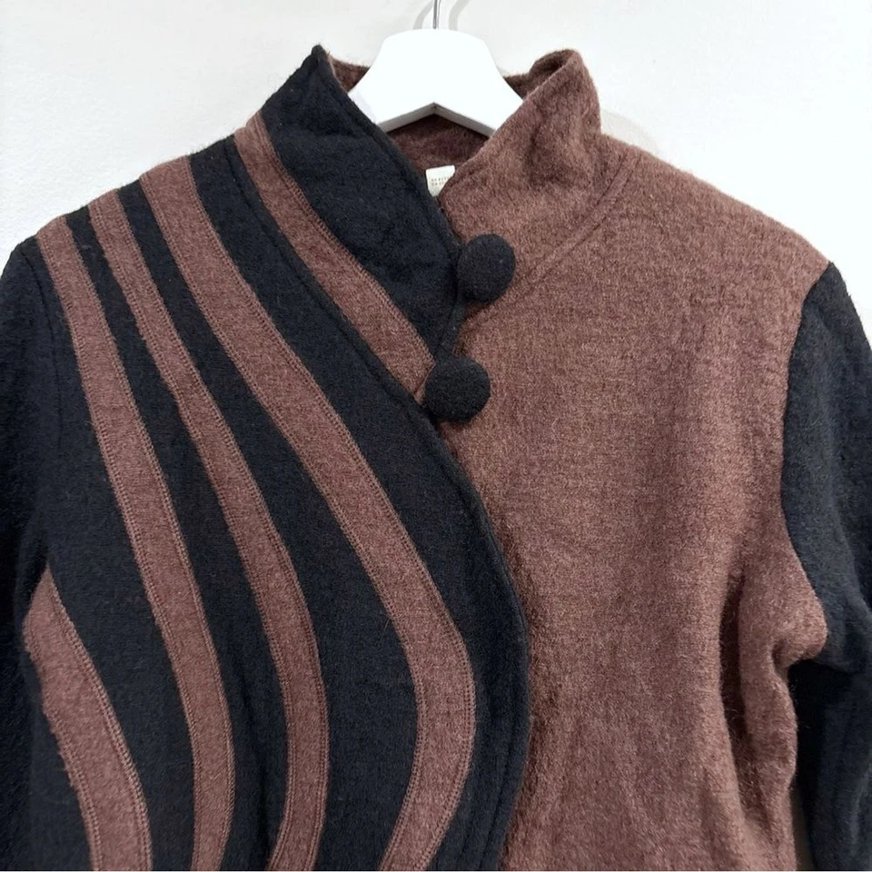 Carson 100% Wool Coat Jacket Brown Black Stripe M Medium Warm Lined - Image 3 of 4