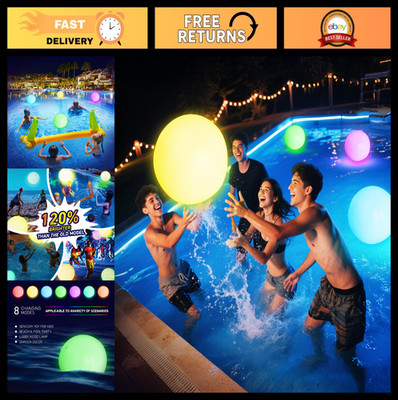 Glow in the Dark Beach Ball - 16'' LED Light Up Pool Toy, 1/2/4 Pack, Fun for Kid