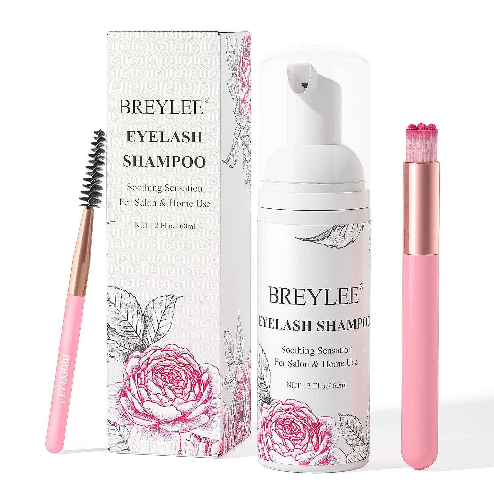 Eyelash Extension Cleanser, BREYLEE 2 Fl Oz (3 Count), pink