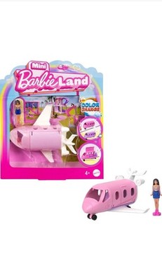 New Barbie Mini BarbieLand 1.5''  Doll & Color Changing Dreamplane Airplane.