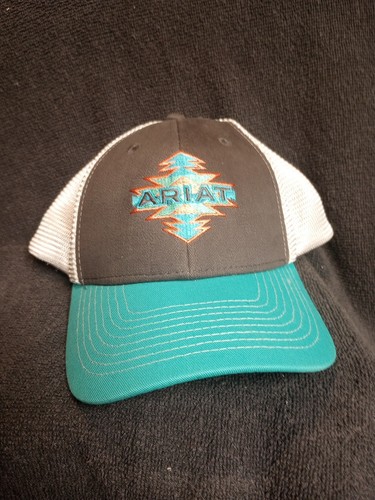 Ariat Mesh Trucker's Cap, Embroided & Adjustable Snap Back, Teal/Gray, Unisex - Picture 1 of 7