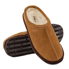 MyPillow MySlipper Men's Leather uppers Faux Fur lining size 9