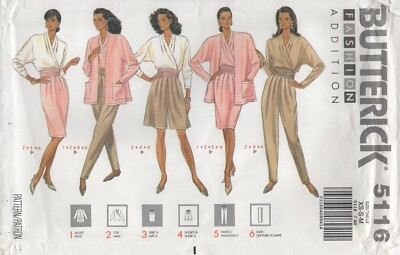 Butterick Schnittmuster 5116 Jacke Oberteil Rock Hose Shorts Größe 6-14 Neu