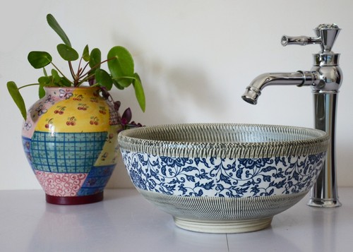 Vintage Bathroom Cloakroom Ceramic Counter Top Wash Basin Sink Washing Bowl - Picture 8 of 33