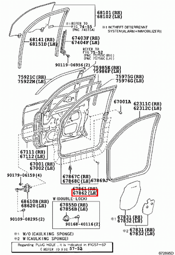 Genuine Lexus GX470 UZJ120 Front Left LH Door Rubber Seal - Picture 4 of 7