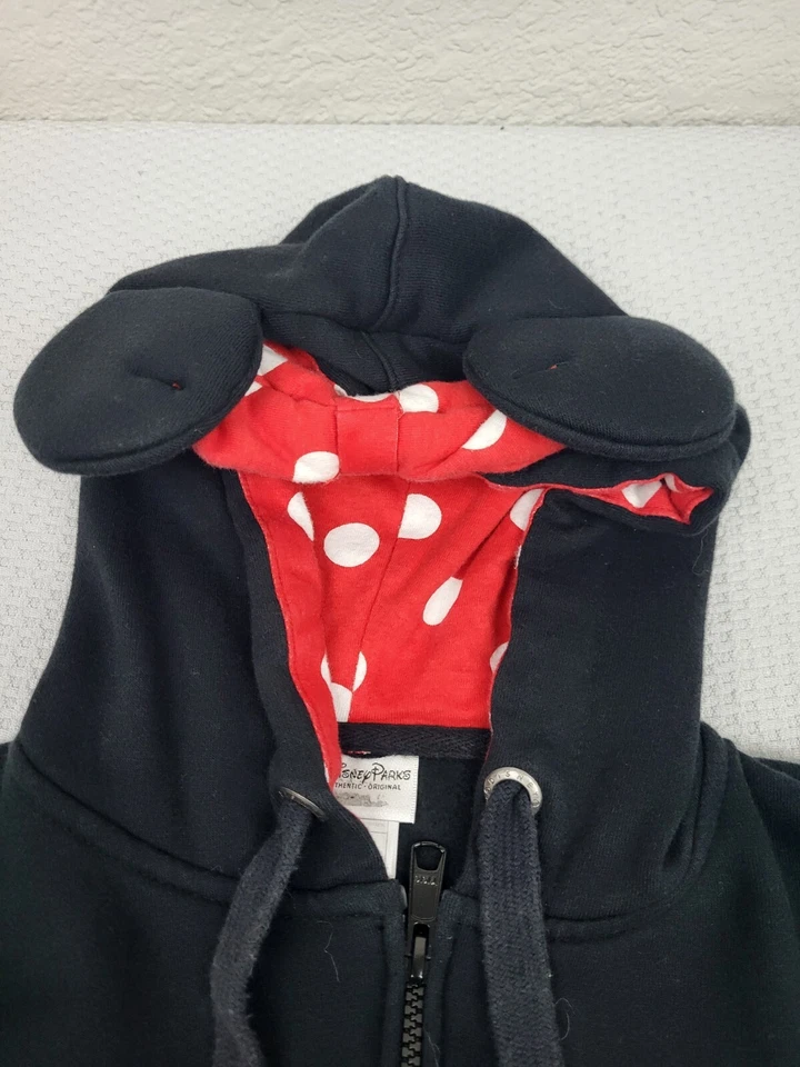Sudadera con Capucha Minnie Mouse Parques Disney Niñas Pequeña Roja Centro Escritura Orejas de Ratón Dibujo Foto 3 de 4
