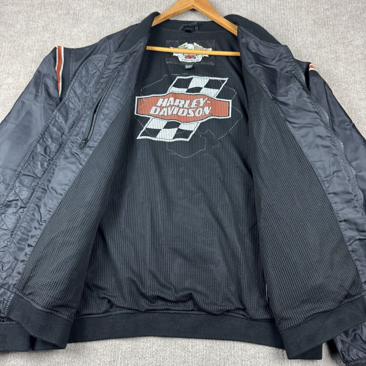 Vintage Harley Davidson Bomber Jacket 2XL Black Full Zip 4 Vintage Harley Davidson Bomber Jacket 2XL Black Full Zip 4