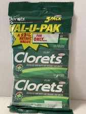 Vintage 1999 CLORETS Breath Deodorant  3 Pack 45 Pieces of Gum-NOS-Sealed