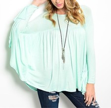 Ladies "Mint" Batwing Flared Sleeves Top-RT-10 CN220781