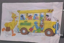 Vintage Sesame Street Pillowcase Big Bird Bus Ernie Bert Groover Standard READ