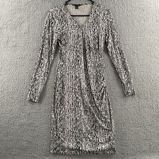 Banana Republic Womens Dress Black Ivory Size XS Rayon Blend Stretch Wrap