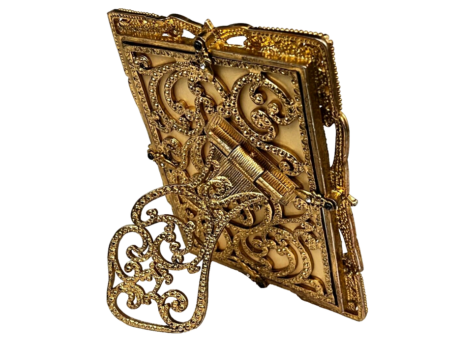 Exquisite Gold Gilt Sparky Rhinestones Open Work Metal Easel Photo ...