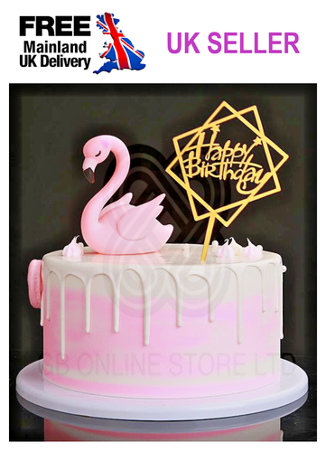 New Happy Birthday Cake Topper Love Acrylic Decoration Gold Silver Black Pink - Picture 21 of 86
