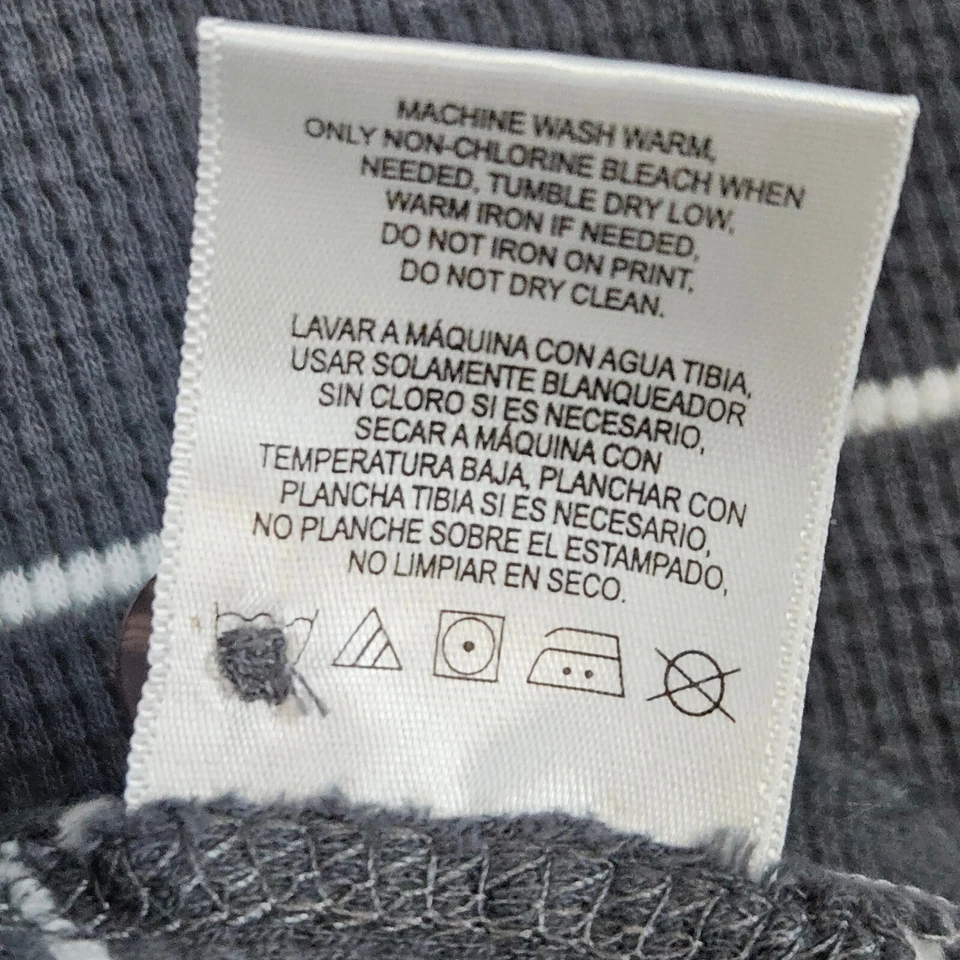 Route 66 Hombre Gris/Blanco Rayas Talla L Térmico Henley Manga Larga 100% Algodón Foto 4 de 4