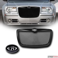 Matte Black Vip Mesh Front Hood Grill Grille Abs W/emblem Wing 04 05-10 300/300c on sale Matte Black Vip Mesh Front Hood Grill Grille Abs W/emblem Wing 04 05-10 300/300c on sale