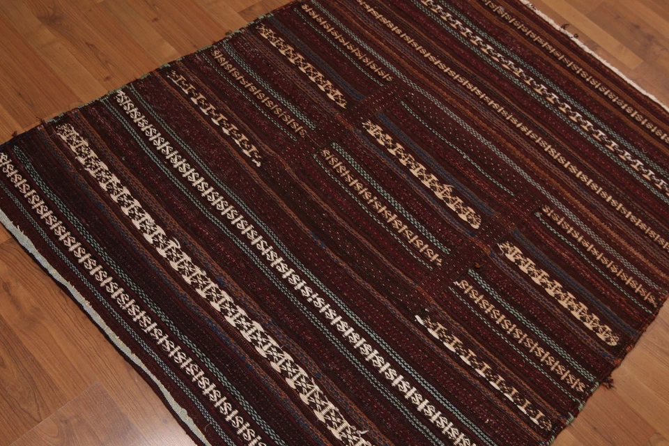 Alfombra 3'8" x 4'8" tejida a mano afgana tribal Kilim 100% lana óxido Foto 2 de 4