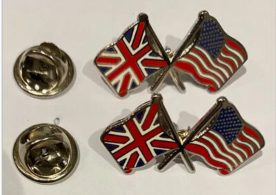 2x UK USA Flaggen Top Qualität Emaille Pin Anstecker