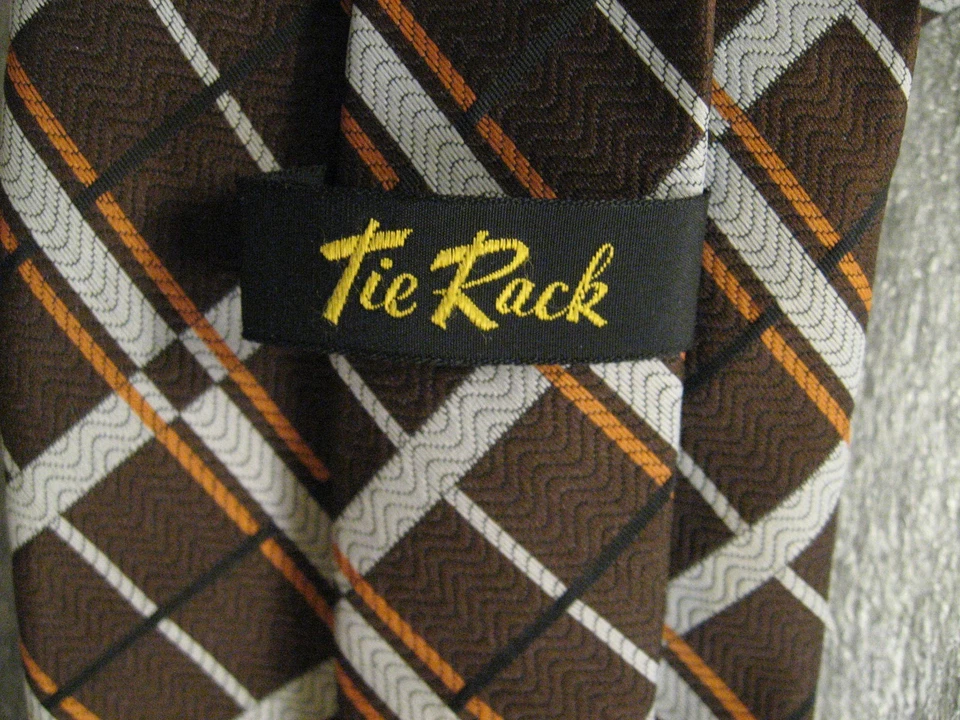 Галстук стойка винтажный 1970-х оранжевый коричневый широкий полиэстер Groovy моды старый галстук - Изображение 3 из 4