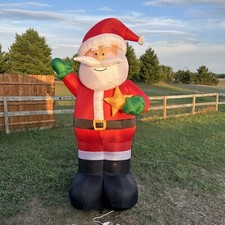 Christmas SANTA CLAUS Waving Holding Star Airblown Inflatable 8 No Box or Stake