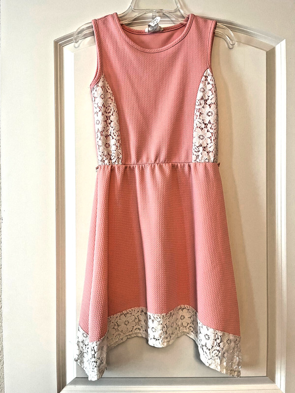 Btween Girls Blush Lace Dress Handkerchief Hem Size 10