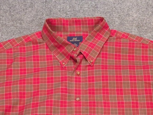 Camisa Brooks Brothers Para Hombre XL Roja Marrón Verde Botón Manga Larga Cuadros Algodón - Imagen 2 de 7