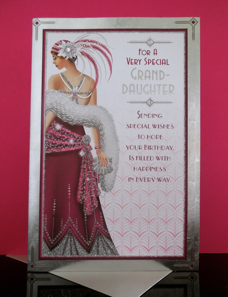 Granddaughter Birthday Card Art Deco Grand Daughter Special Message 9""x6""